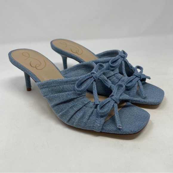 Sam Edelman Pia in Blue Denim Slip On Kitten Heel Sandals - NWT - Picture 6 of 13